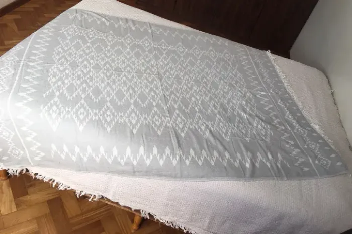 Manta de algodão Boho cinza estampada