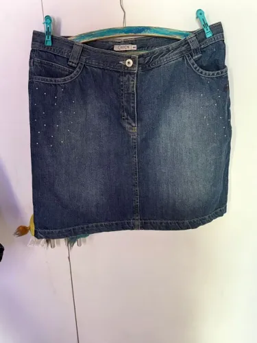 Saia Jeans Chifon com Detalhes