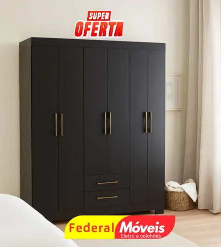Guarda Roupa 6 Portas e 2 Gavetas Novo - Espaço, Estilo e Qualidade Incrível