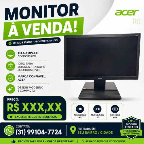 vendo monitor Acer 60 hz 200 R$
