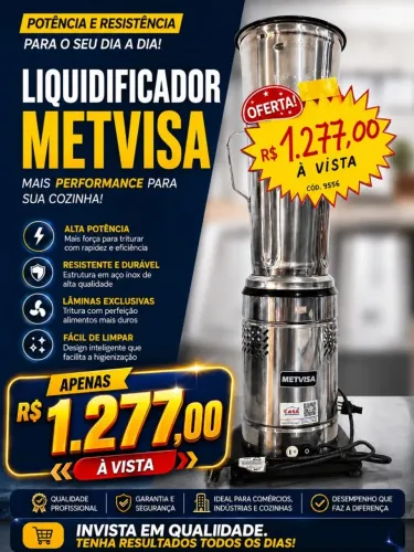 Liquidificador Ind 10L Copo Inox 127V