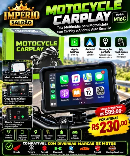 Motorcycle CarPlay M16C, ( Produto Novo)