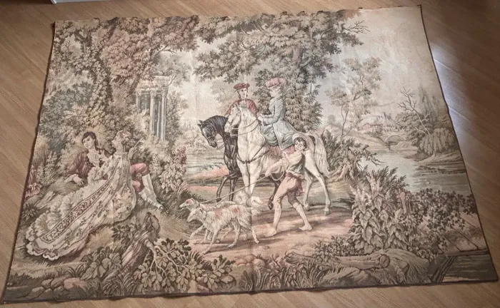 Tapeçaria Gobelin Antiga com Cena Campestre 