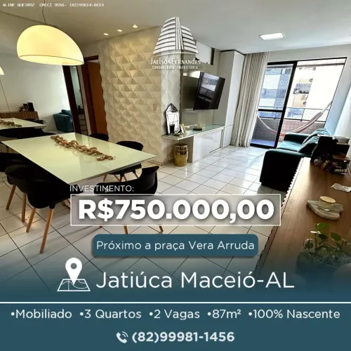 Excelente apartamento mobiliado com 3 quartos, 87m2, 2 vagas