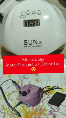 Kit de Unha Motor Porquinho + Cabine de Led