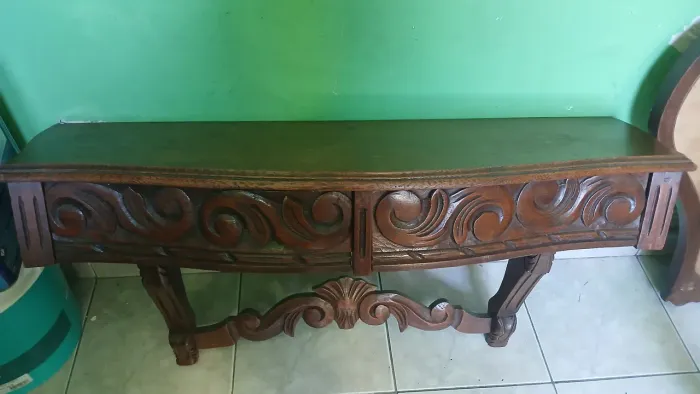 Aparador de Parede e Espelho em Madeira Maciça