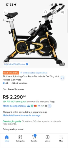 Bicicleta spinning roda de 13 kg