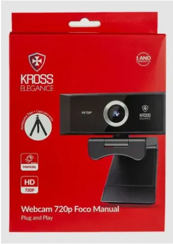 Webcam Kross Hd720p Usb Com Tripé Ajustável Preto Ke-wbm720p