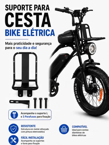Suporte de cesta para bike elétrica