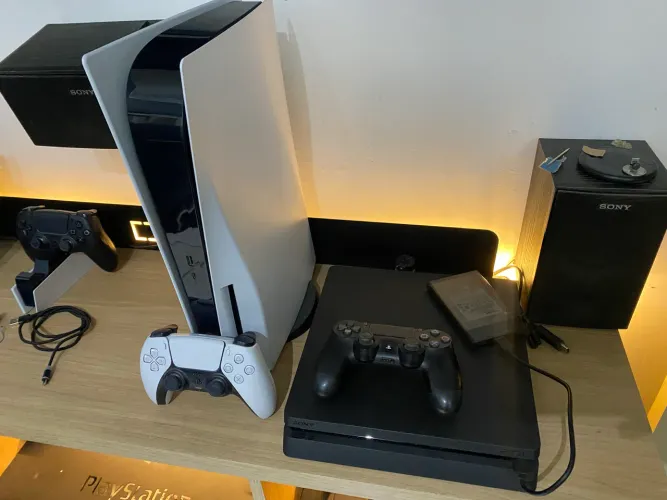 Ps5 fat + ps4 slim hen+ms  aceito troca por ps5 pro 