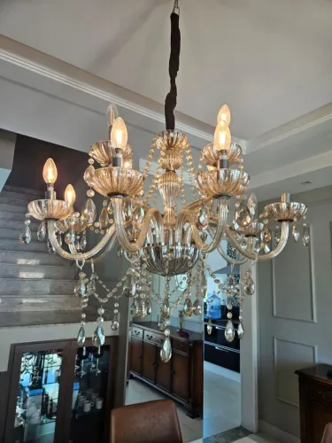 Lustre k9 âmbar 12 braços 