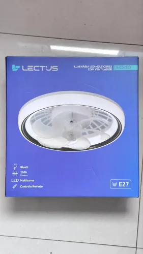 Luminária ventilador de teto led 3 cores controle remoto silêncioso bivolt e 27 lectus