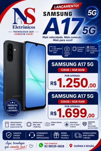 Smartphone Samsung Galaxy A17 5G 128GB 04GB RAM NOVO ENTREGAMOS GRATIS