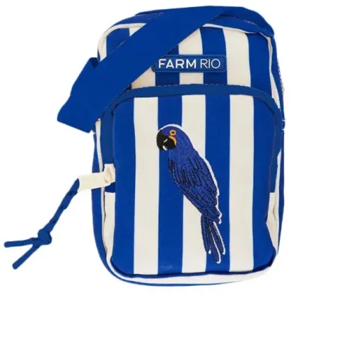 Shoulder Bag Farm Rio Listrada Arara Azul Bordada