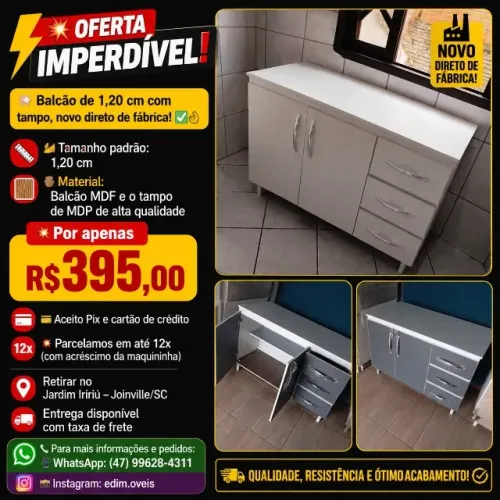 balcão de 1.20 com tampo novo direto de fabrica!