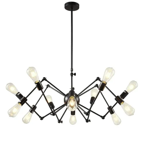 Lustre Aranha Sputnick 12 Braços Preto Retro Industrial (não acompanha as luzes)