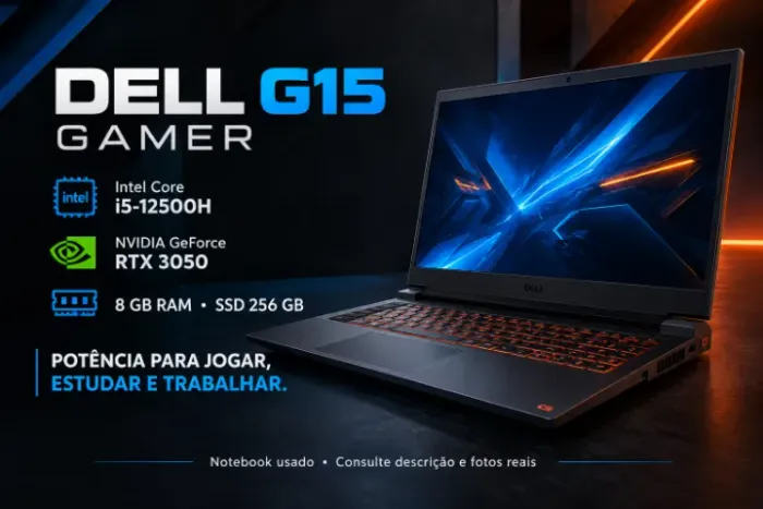 Notebook Gamer Dell G15 i5-12500H RTX 3050 SSD 256GB
