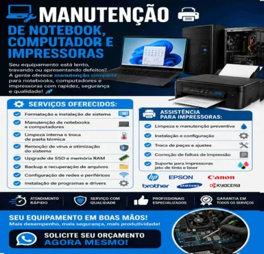 Assistência impressora Hp, Epson e manutenção computador