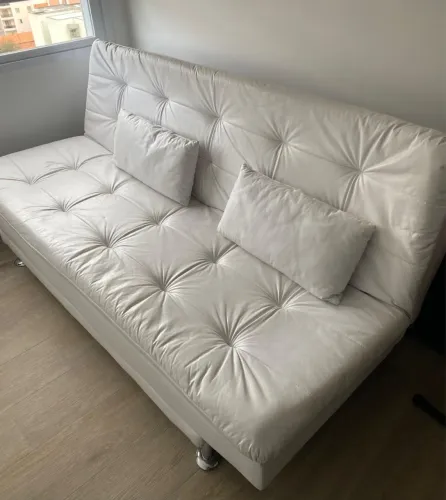 Sofá-Cama 3 Lugares Casal Premium Branco