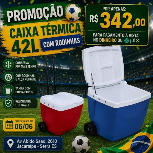 COOLER TÉRMICO 42 L COM RODINHAS