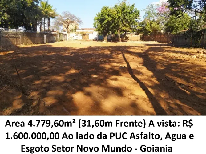Leia a descrição: Area 4.779,60m² (Ao lado da PUC) Setor Novo Mundo