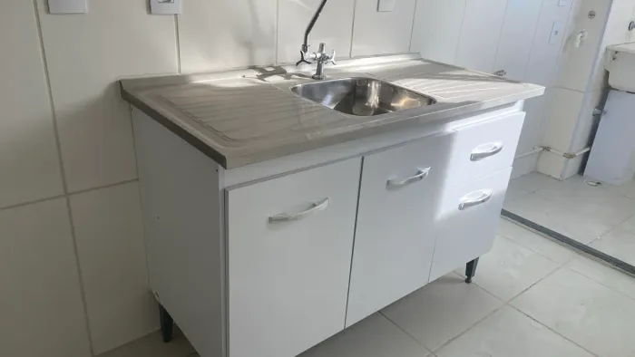 Gabinete de cozinha com pia inox 1,20m