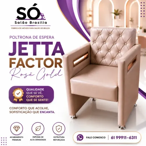 Poltrona de Espera Jetta Factor Rosê Gold | Móveis Para Salão de Beleza Premium
