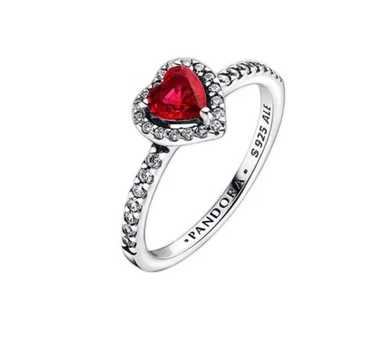 Anel Pandora coração vermelho 