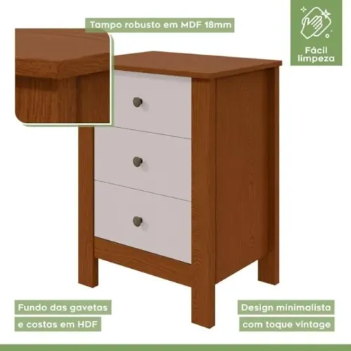 Mesa Cabeceira Compacta com Gavetas