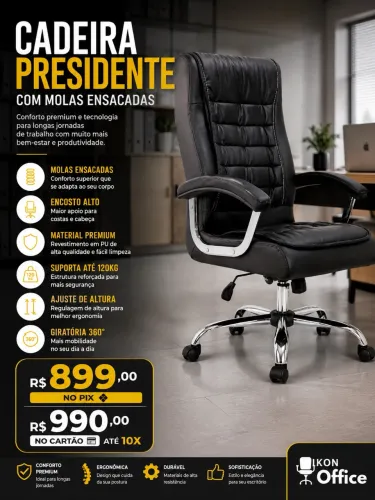 CADEIRA DE ESCRITÓRIO PRESIDENTE LOJA IKONOFFICE