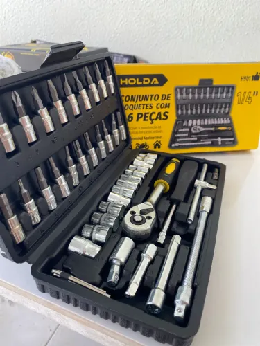 Conjunto de soquetes com 46 peças, aplicável a manutenção de máquinas em vários setores