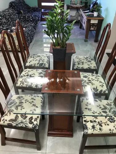 Mesa madeira com vidro a venda