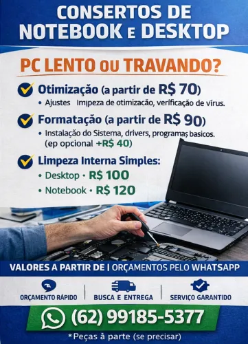 Manutenção e troca de peças Notebook e Desktop