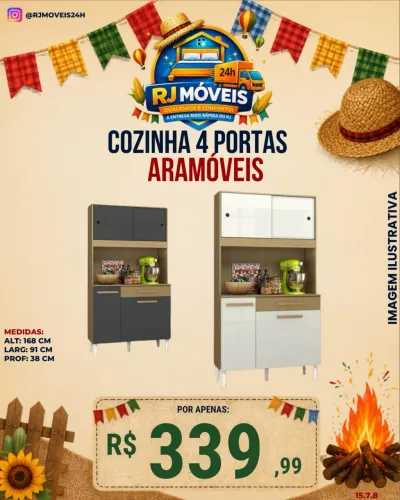 - armário de cozinha 4 portas aramoveis novo direto de fábrica