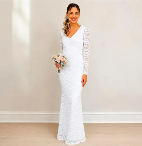 Vestido de noiva cível ou igreja comunitário