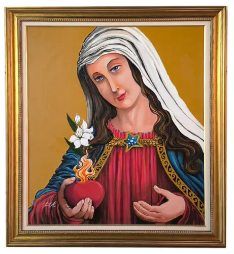 Quadrao de arte Sagrado coração de Maria