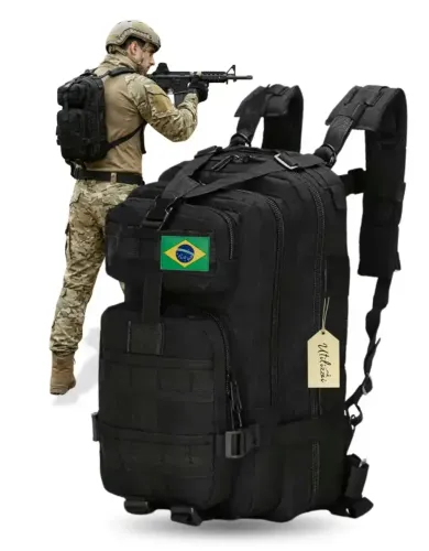 Mochila Militar Bolsa Tática Resistente 30 Litros Reforçada Impermeável Bandeira Brasil