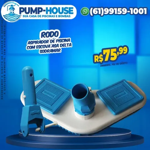 Rodo Aspirador de Piscina Com Escova Asa Delta Sodramar