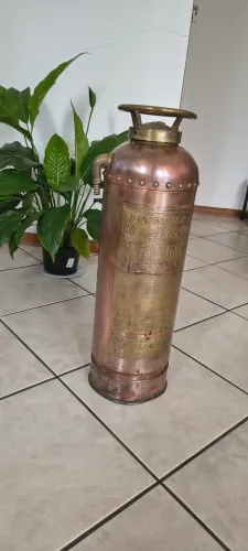 Antigo Extintor De Cobre EGO 2 1/2 Galões Década 1930 Raro