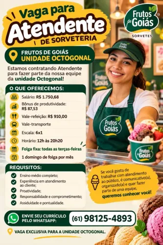 Vaga de atendente OCTOGONAL