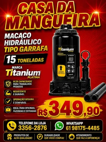 MACACO HIDRAULICO TIPO GARRAFA 15 TONELADAS TITANIUM