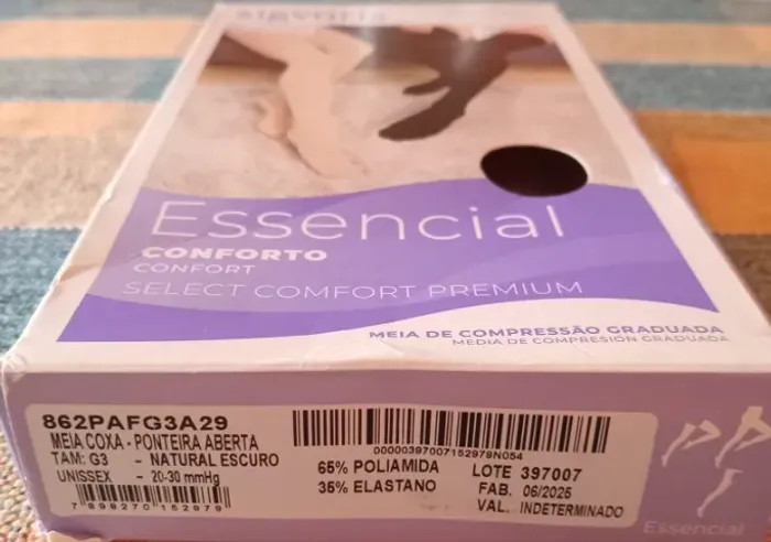 Meia de compressão - Sigvaris - meia coxa (7/8) - ponteira aberta - tamanho G3