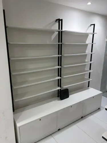 Estante Dupla com Gaveteiro | MDF Branco