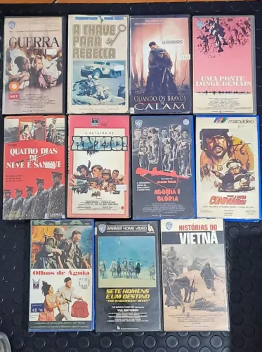 Lote de fitas vhs de filmes de guerra