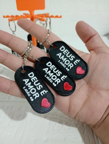 KIT 10 CHAVEIROS DEUS É AMOR 1 JOÃO 4:8 FEITO EM 3D