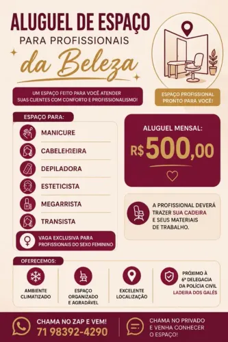 Alugo cadeira para vc empreendedora