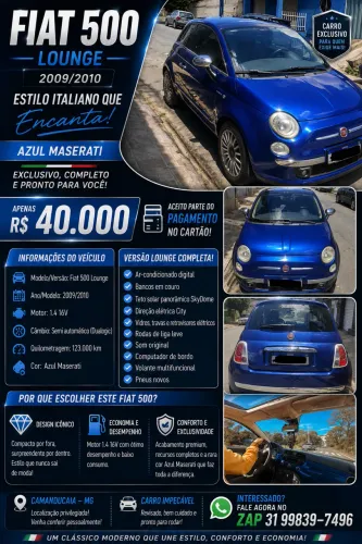 Fiat 500 Lounge 1.4 16V 100cv Dualogic 2010