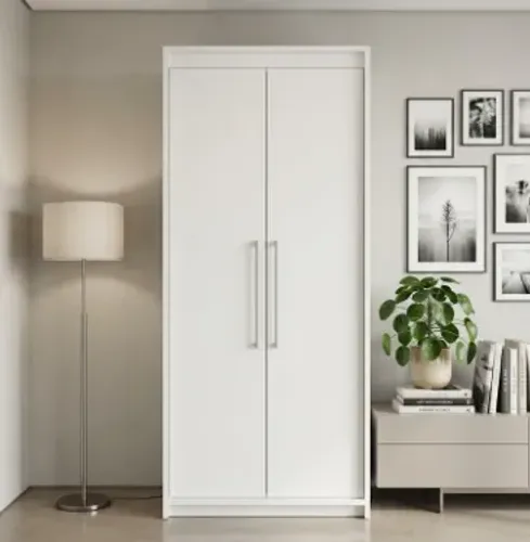 Armário/Guarda-Roupa 2 Portas (MDF Branco) - Lindo, Espaçoso e Impecável