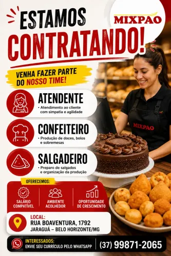 Vaga de emprego padaria bairro jaraguá