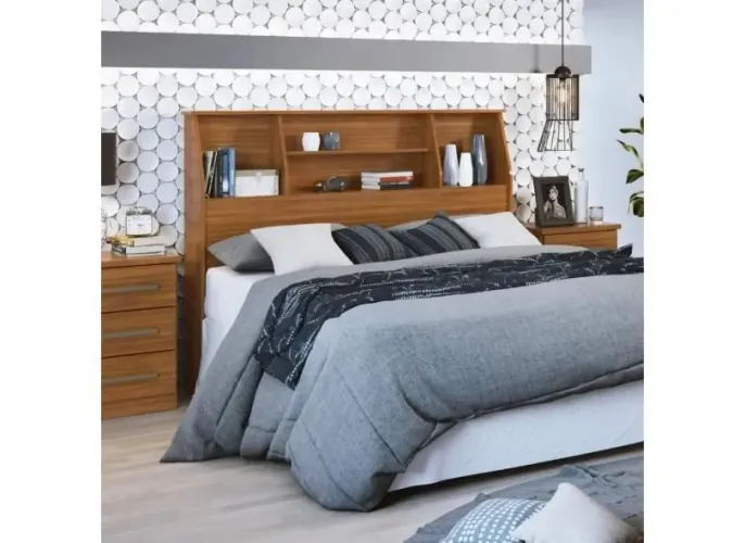 Cabeceira Casal 2 Nichos 1 Prateleira Castellaro New Naturalle Lopas Rovere<br>